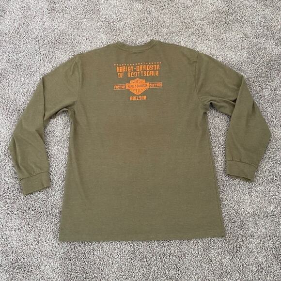 Harley Davidson Tee‎ Shirt Long Sleeve Olive Green H-D of Scottsdale Men's Large - Picture 8 of 9